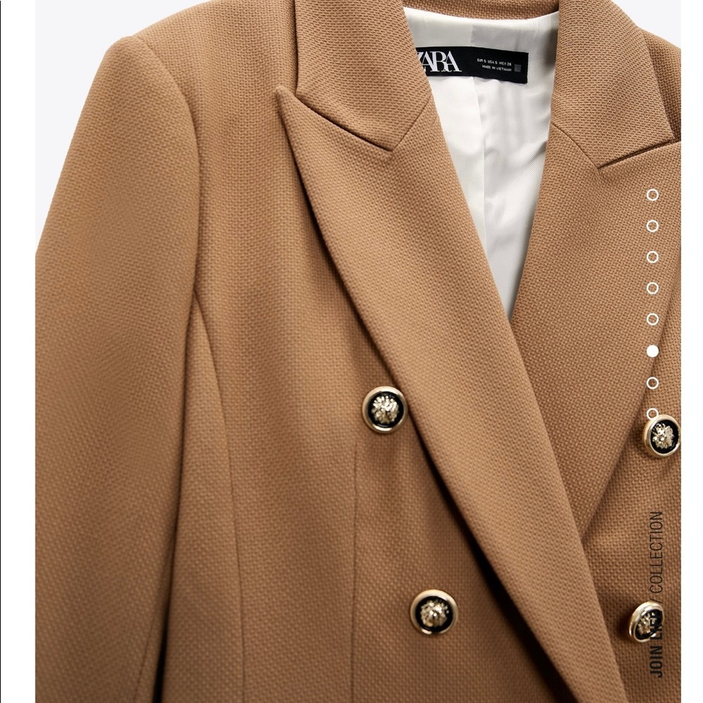 Zara Tailored  double Breast Blazer. Size Medium . Color Taupe Brown.2753-225